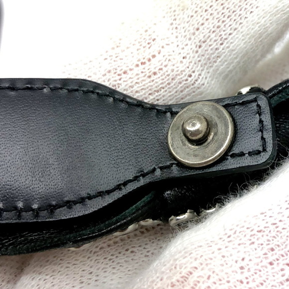 YVES SAINT LAURENT Leather Bracelet Rhinestone Ribbon Motif Women's Accessories - Picture 6 of 8